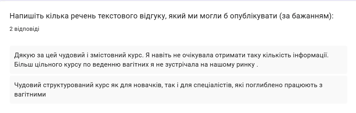 Оригінал відгуку: «Дякую за цей чудовий і змістовний курс. Я навіть не очікувала отримати таку кіль…»